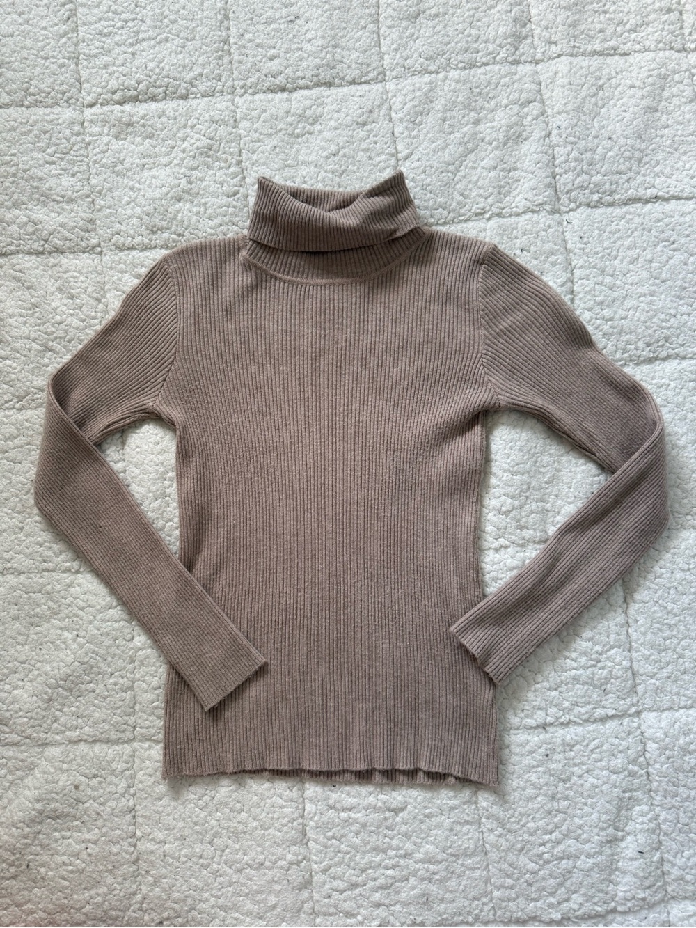 SHEIN Ribbed Turtleneck Sweater in Taupe